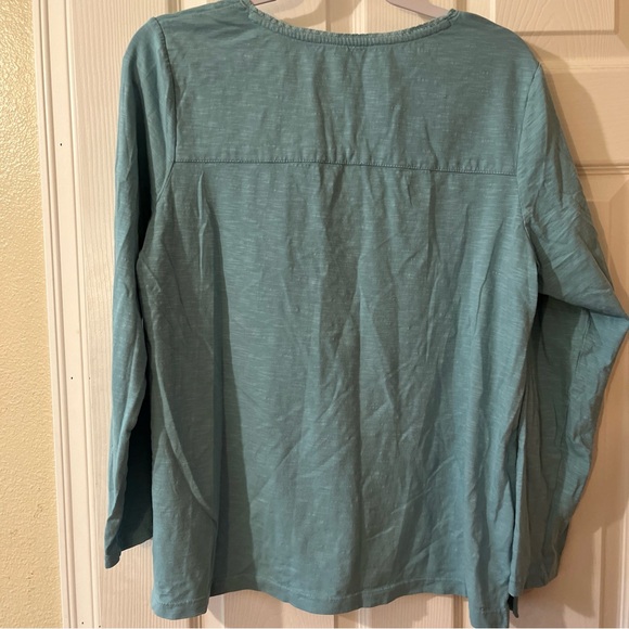 Coldwater Creek Gray Turquoise Teal Lace Detail Yoke w/ Button-Front Tunic - Picture 4 of 7